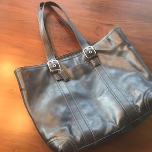 Coach black leather tote